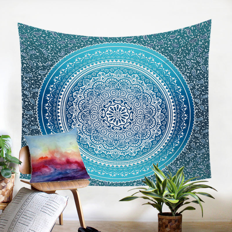 Tapiz Decorativo Mandala Azul