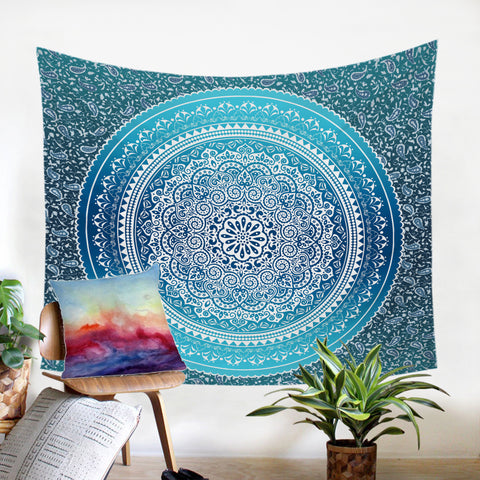 Tapiz Decorativo Mandala Azul