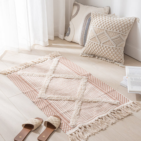 Alfombra de Algodón Boho con Flecos