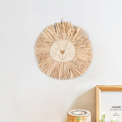 Decoración de Pared Infantil León de Rafia