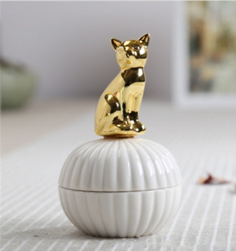 Caja Decorativa con Figura de Animal en Cerámica
