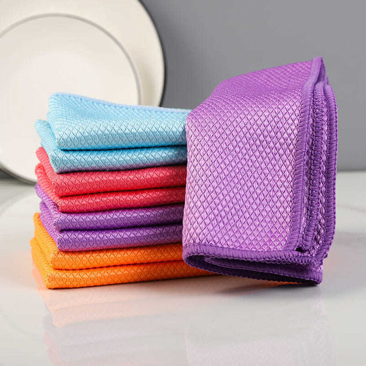 Toalla absorbente de cocina para limpiar vidrios sin costuras con escamas de pescado